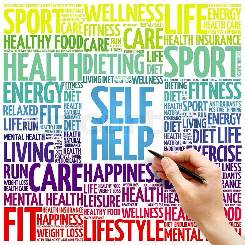 Self Help word cloud background, health concept, stock photo