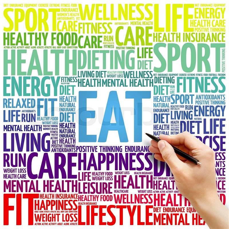 EAT word cloud, fitness, sport, health concept, stock photo