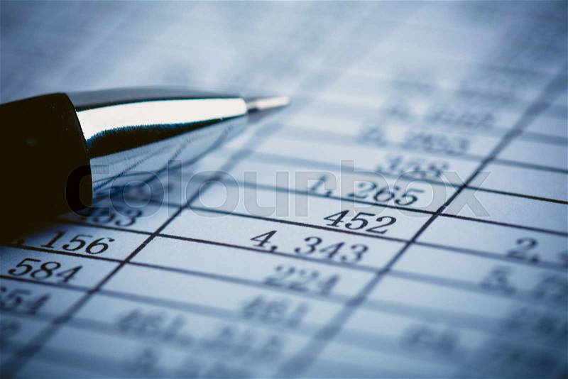 Closeup shot of the numbers on the balance sheet, stock photo