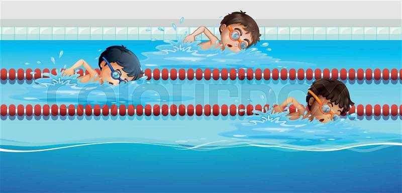 Athletes swimming in the pool illustration, vector