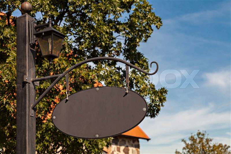 Image of blank metal countryside sign. , stock photo
