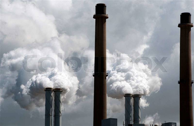 Smoke from the coal plant to the environment, stock photo