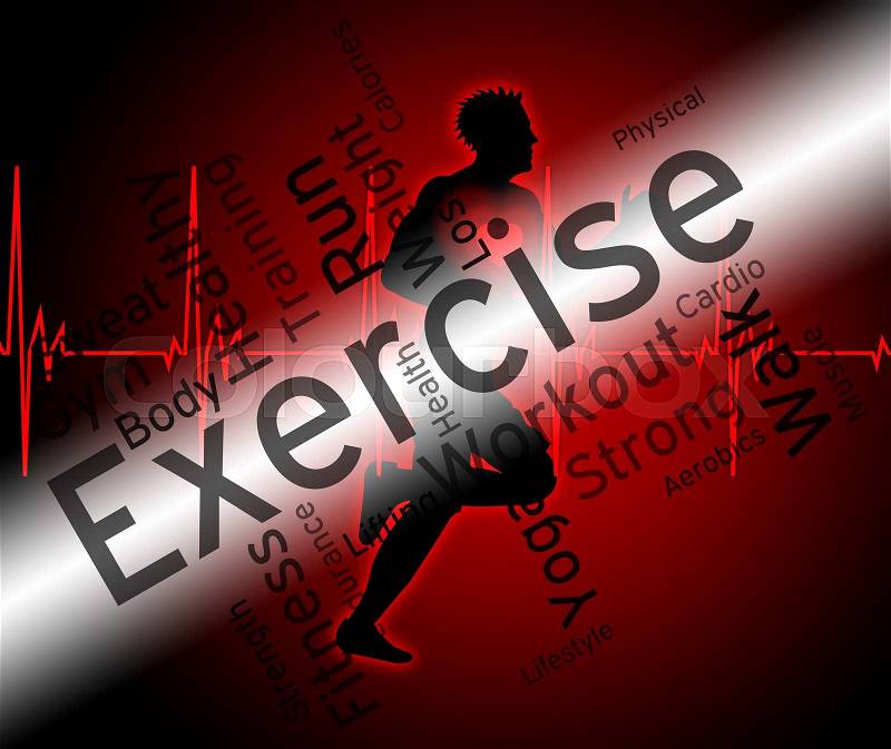 Exercise Words Showing Get Fit And Athletic , stock photo