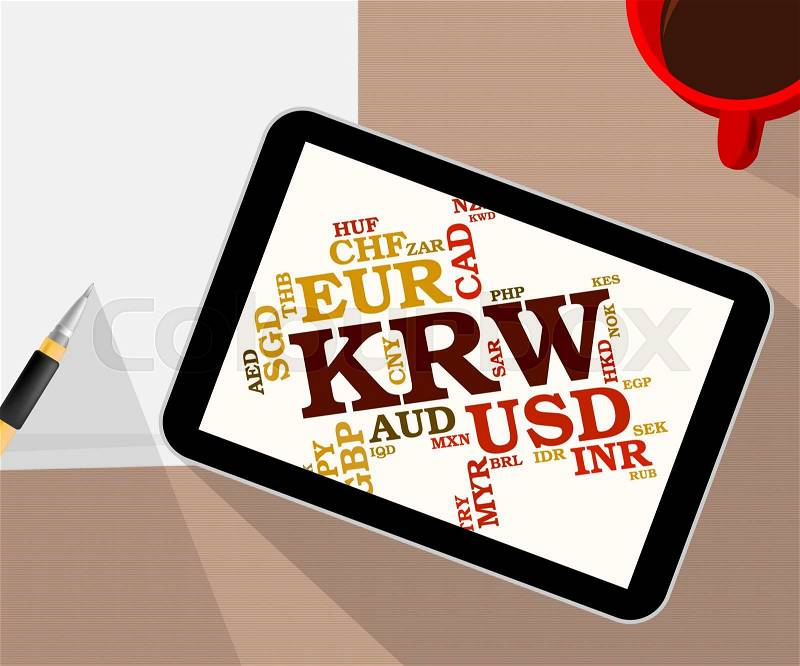 Krw Currency Meaning South Korean Wons And South Korean Won, stock photo