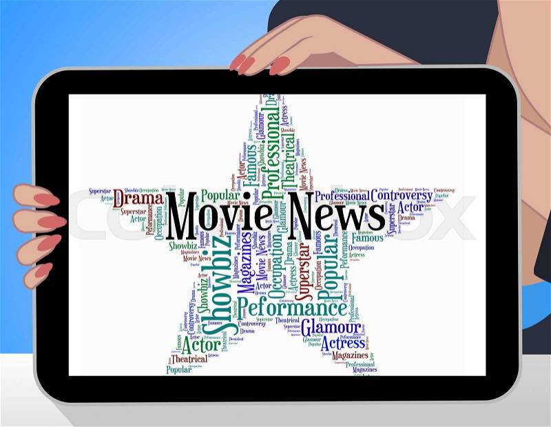 Movie News Indicates Hollywood Movies And Entertainment, stock photo