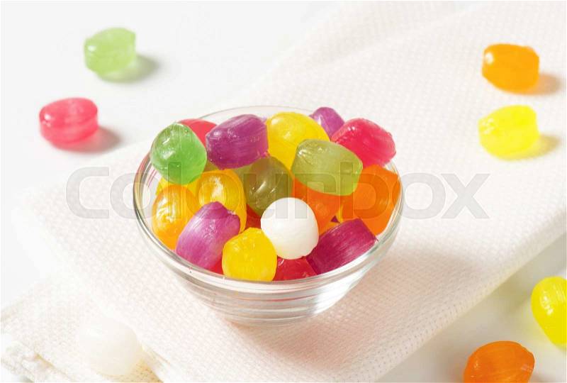 Fruit flavored hard candy drops, stock photo