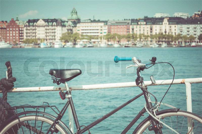 A bike in the old town of Stockholm, Sweden, stock photo