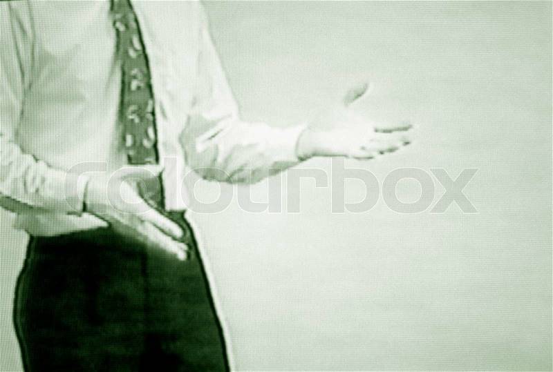 Video still of businessman gesturing with hands, concept photography, model released, stock photo