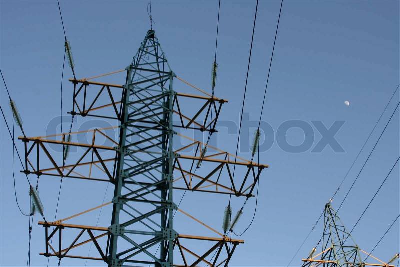 High voltage tower power, stock photo
