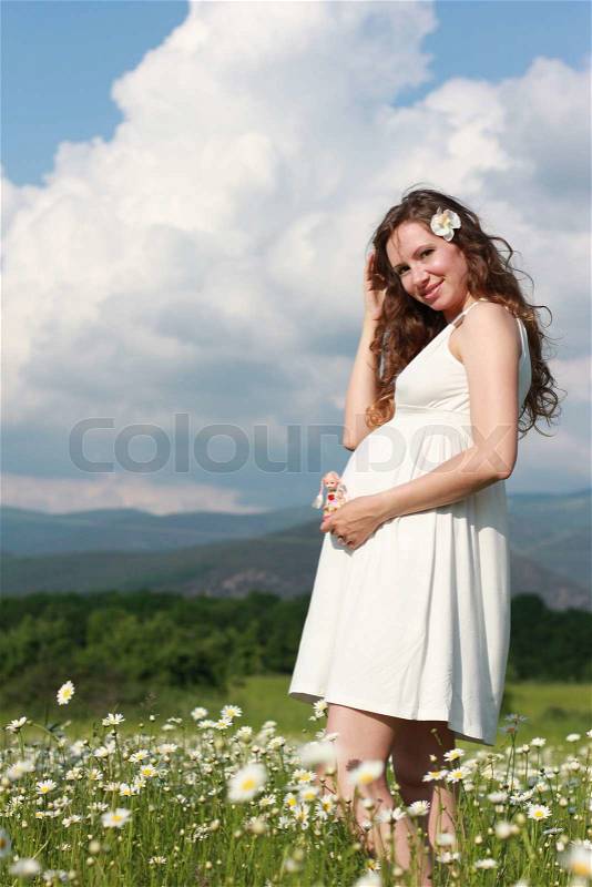 Stock image of 'pregnant, woman, crib'