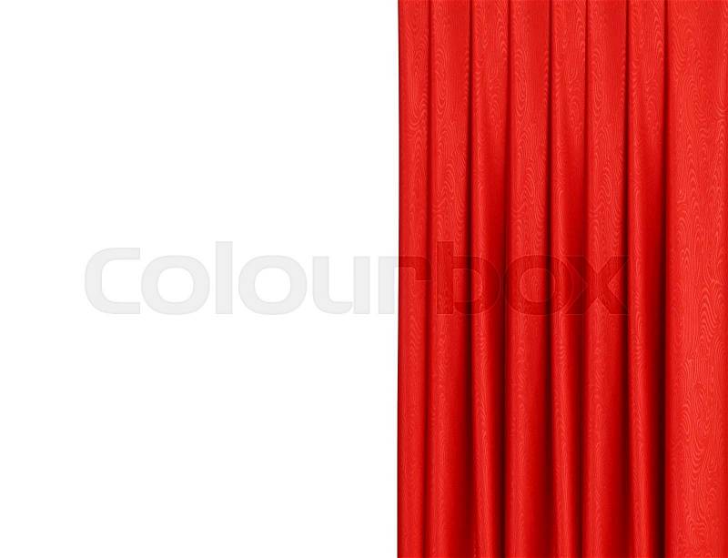 Red curtain on theater or cinema stage slightly open, stock photo