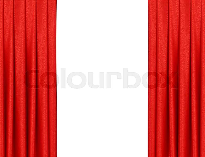 Red curtain on theater or cinema stage slightly open, stock photo