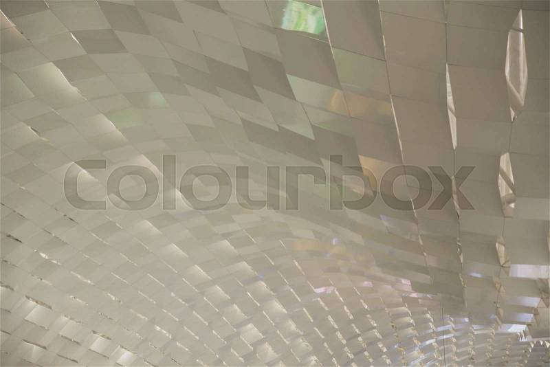 Futuristic interior wall element of modern bionic architecture. Glass and metal, stock photo