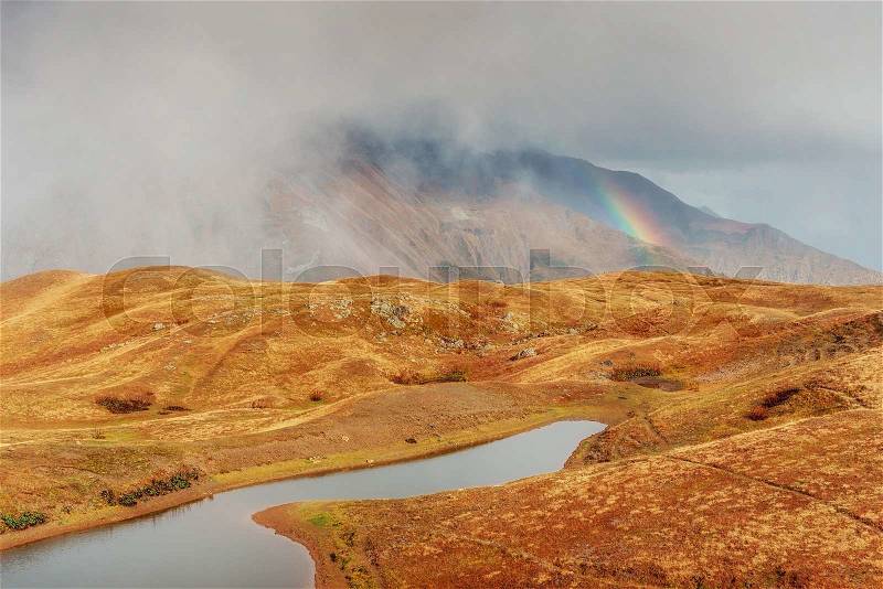 The picturesque landscape in the mountains. Upper Svaneti, Georgia, Europe. Caucasus mountains, stock photo