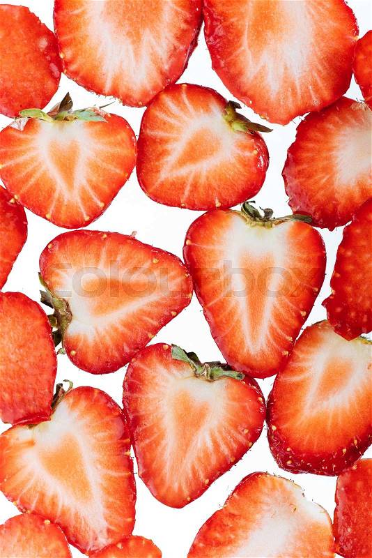 Sliced strawberries food pattern, stock photo