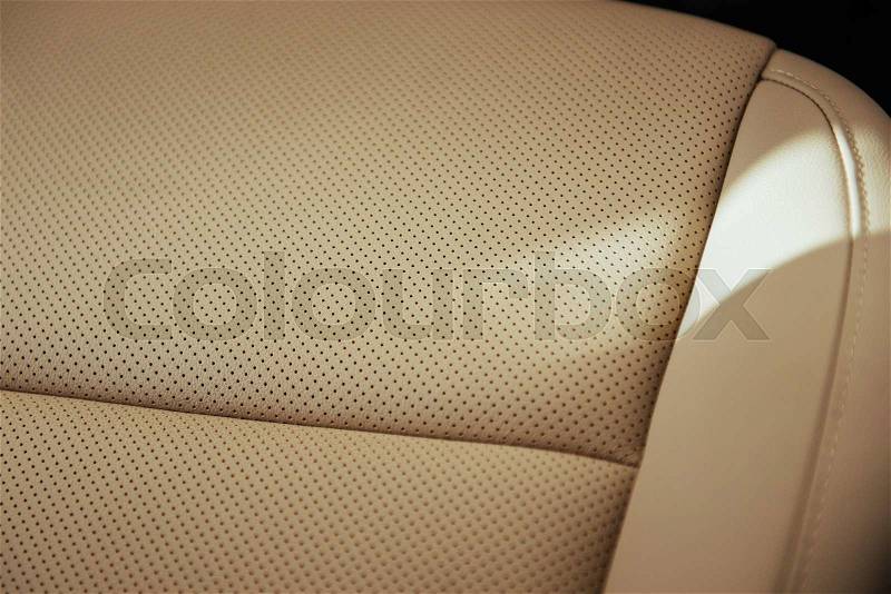 Leather background. Business car interior detail, stock photo