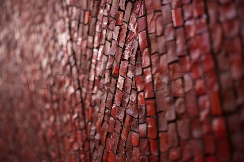 Texture of red brick road for walking in park, stock photo