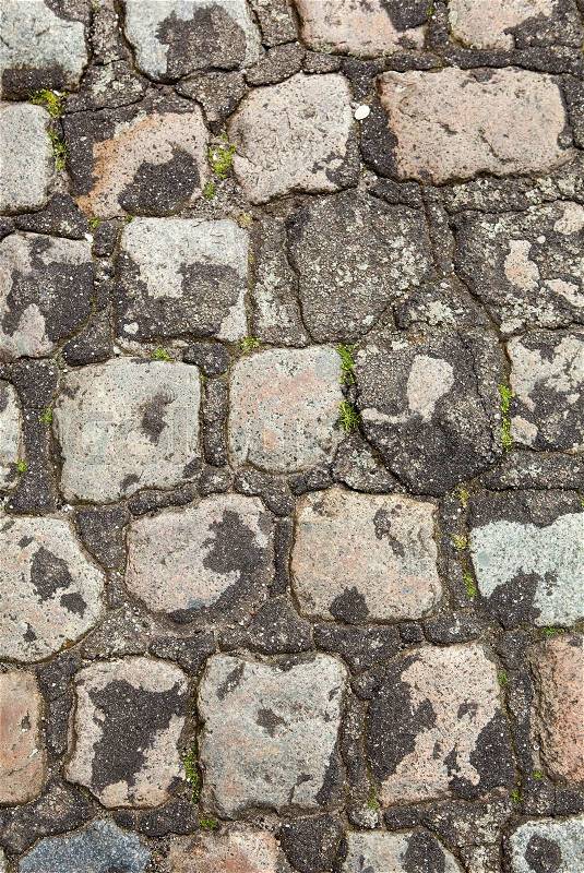 Close up old stone paving texture, stock photo
