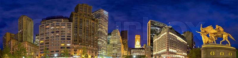 5th Avenue panorama at dusk, Manhattan, New York City, stock photo