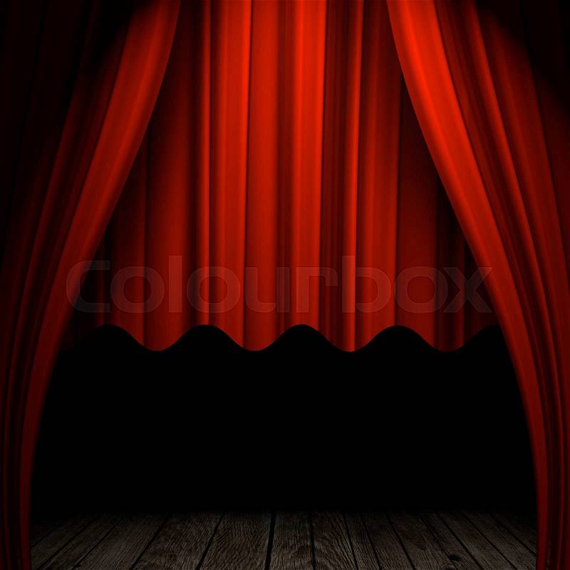 Beautiful red curtain background with abstract folds , stock photo