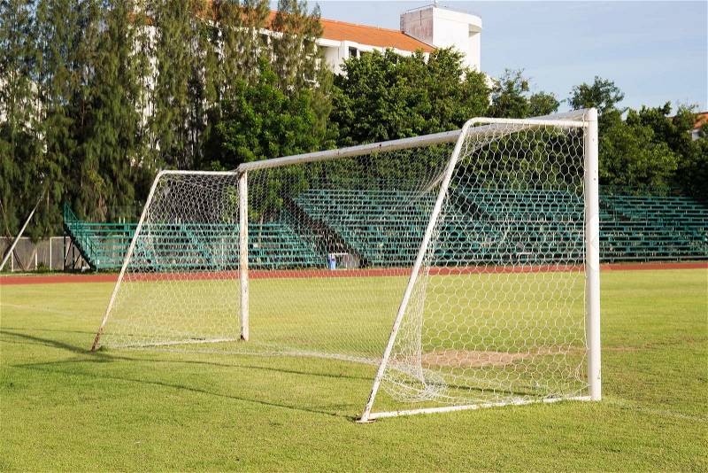 Soccer Goal or Football Goal in staduim, stock photo