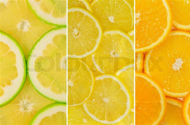 Fruit Mix of sweetie fruit, lemon and orange fruit texture close-up, stock photo