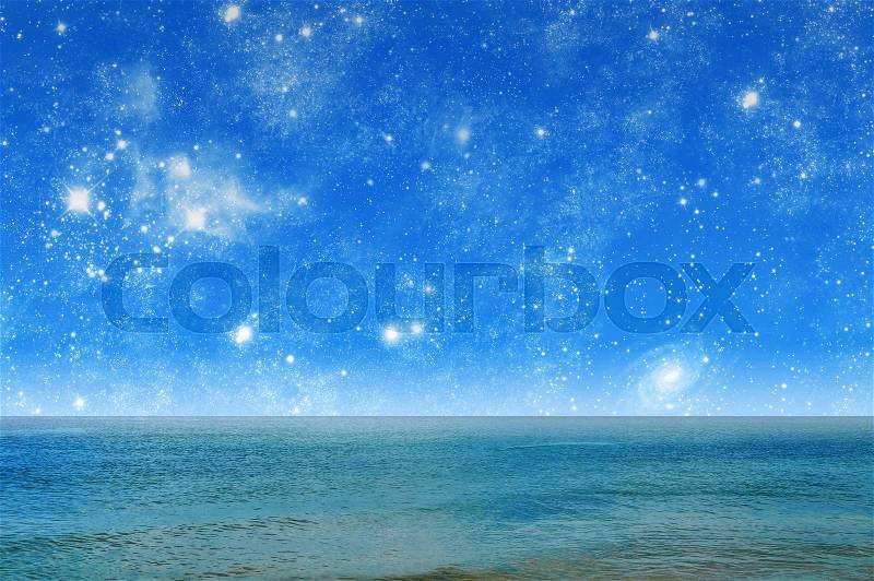 Beautiful night landscape night sea and starry sky, stock photo