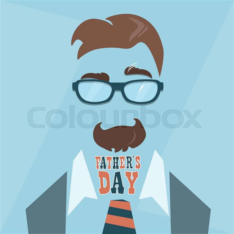 Happy Father Day Holiday Greeting Card Flat Vector Illustration, vector