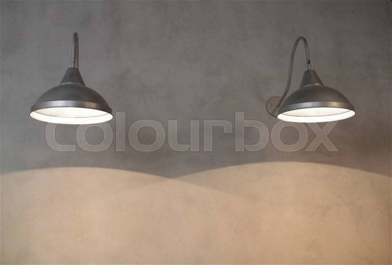 Lamp light and shadow on the wall, stock photo