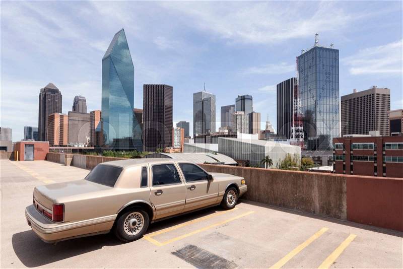 Vintage american car in Dallas Downtown. Texas, United States, stock photo