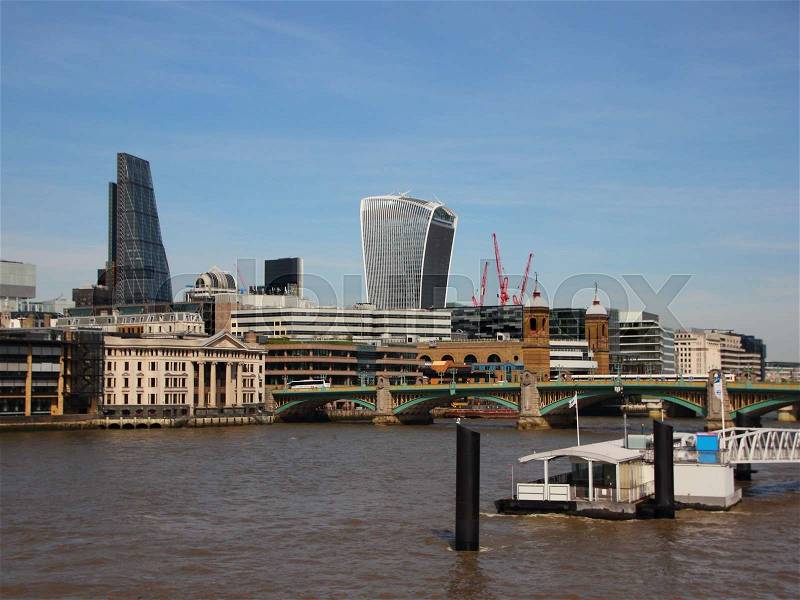 River Thames in Central London with Modern Architecture Background, stock photo