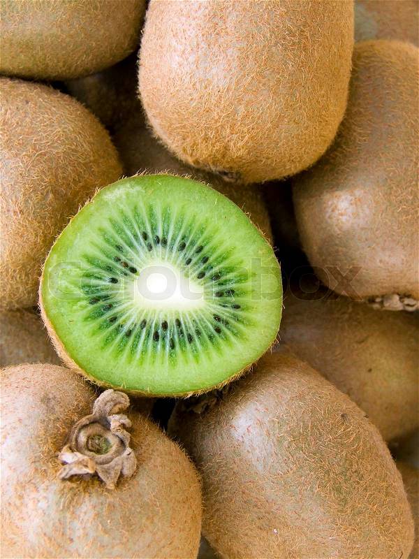 The big kiwis, with one cut on half-and-half, stock photo