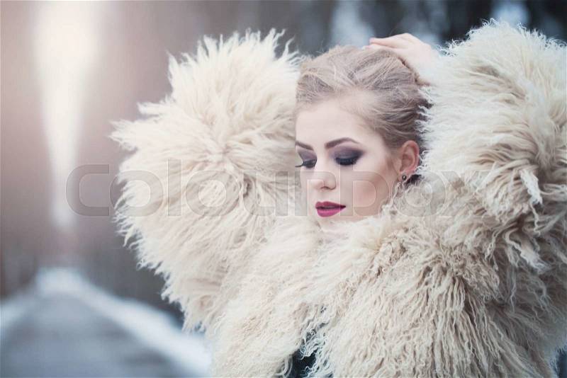 Magnificent Woman in Winter Park, stock photo