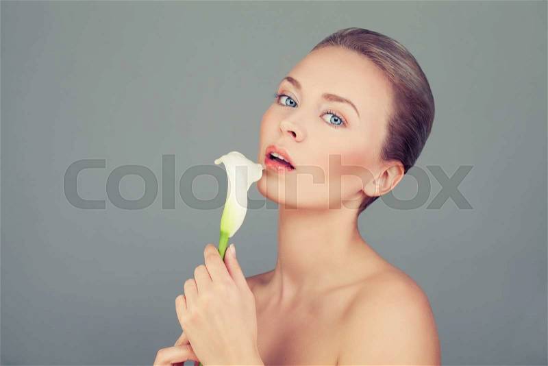 Spa Beauty. Perfect Face. Healthy Woman with Clear Skin. Skincare Concept, stock photo