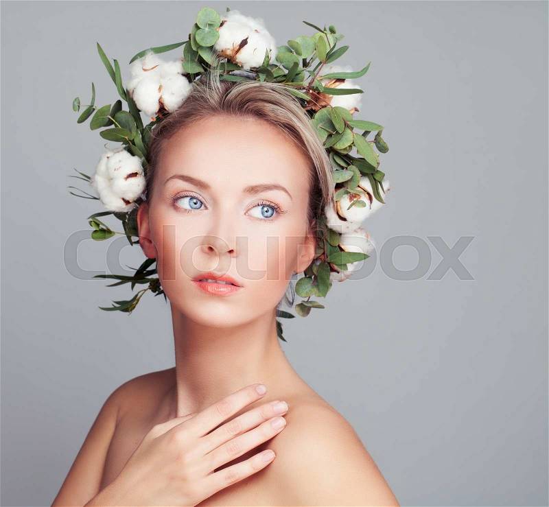 Spa Face. Healthy Woman with Clear Skin. Skincare Concept, stock photo