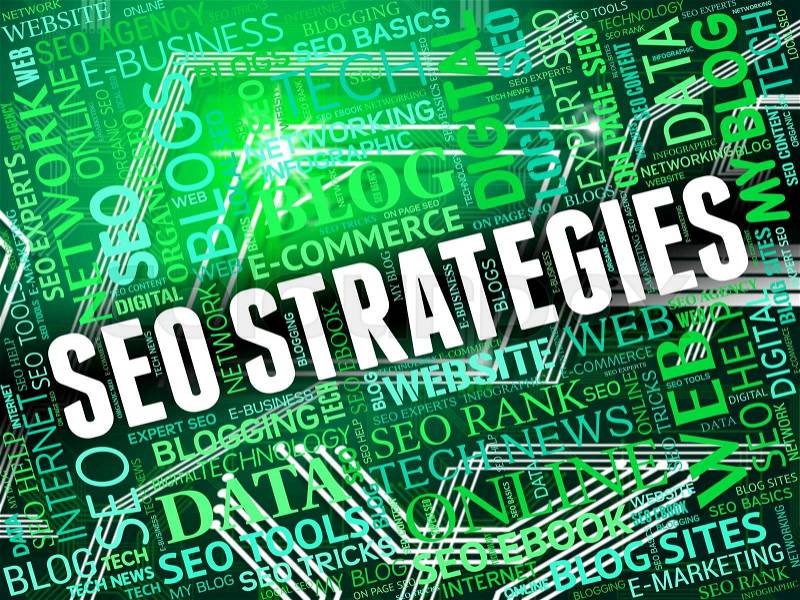 Seo Strategies Showing Search Engine And Optimization, stock photo
