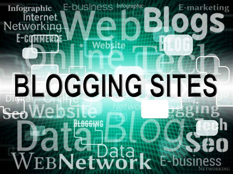 Blogging Sites Indicating Weblog Online And Internet, stock photo