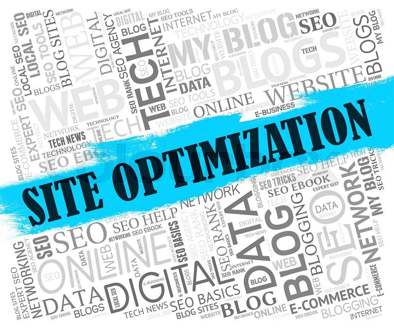 Site Optimization Showing Optimize Search And Online, stock photo