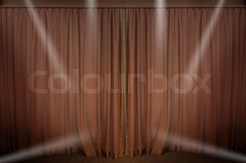 Brown curtain stage for background, stock photo