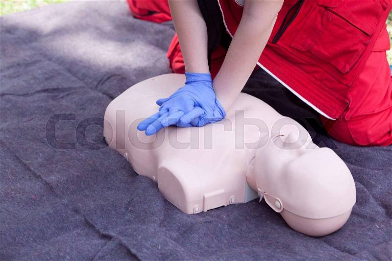 Cardiopulmonary resuscitation - CPR. Cardiac massage, stock photo