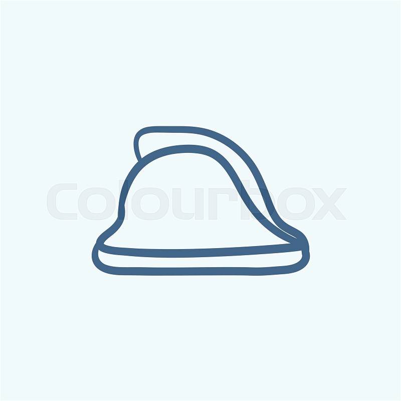 Firefighter helmet vector sketch icon isolated on background. Hand drawn Firefighter helmet icon. Firefighter helmet sketch icon for infographic, website or app, vector