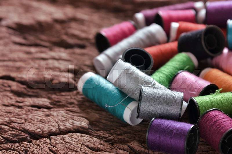 Colored spools of threads, stock photo