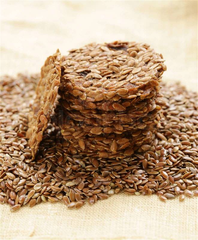 Crackers from flax seeds, healthy food gluten free, stock photo