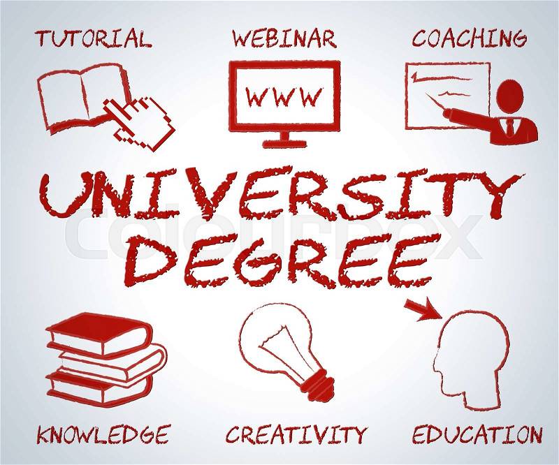University Degree Represents Educational Establishment And Academy, stock photo
