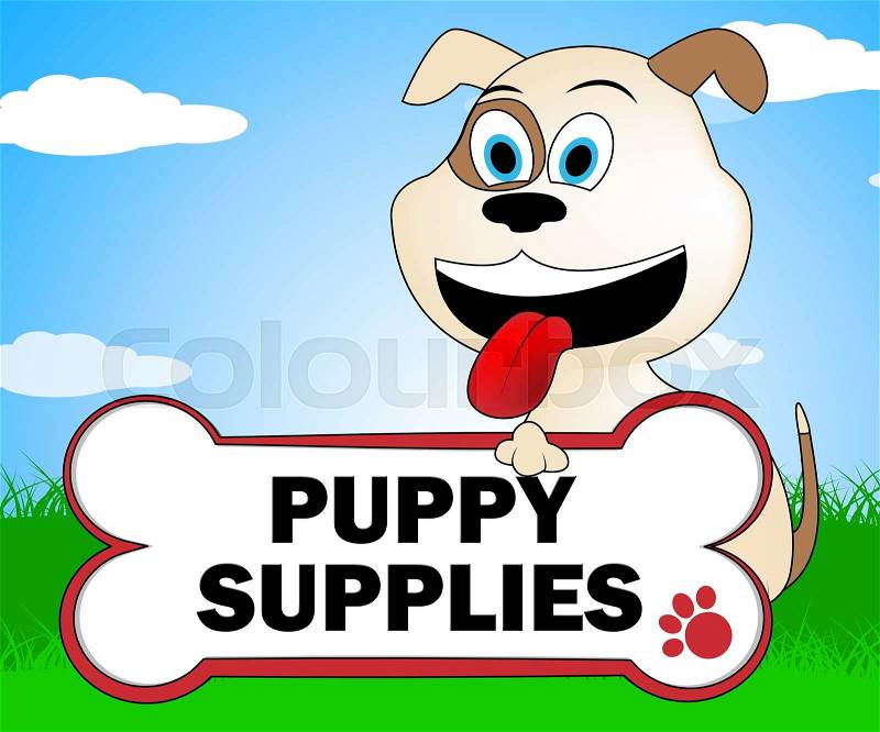 Puppy Supplies Indicates Canines Canine And Merchandise, stock photo