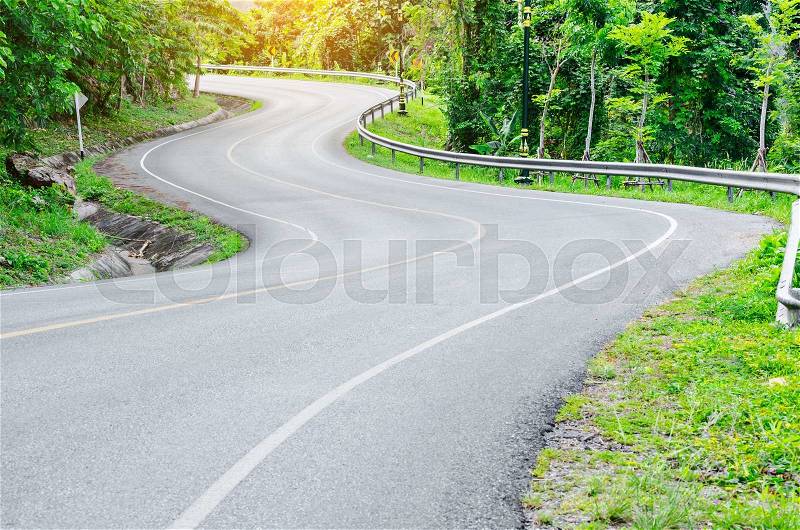 An empty S-Curved road in Thailand, stock photo
