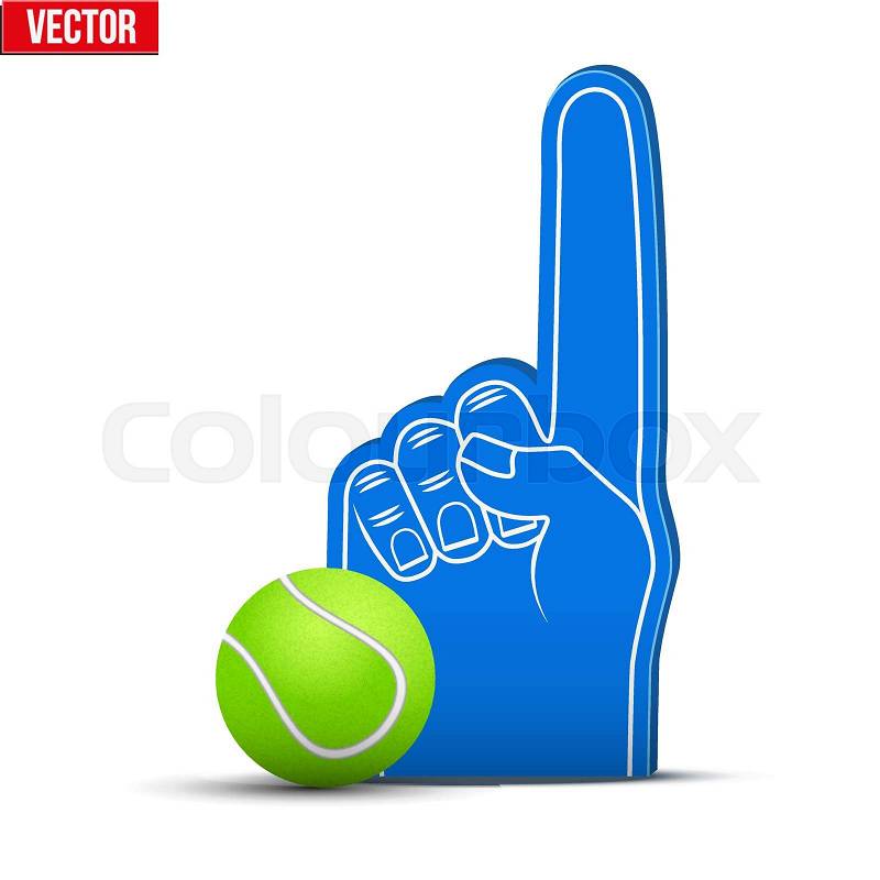 Symbol of Tennis Sports Fan Foam Fingers and ball. Vector Illustration Isolated on white background, vector