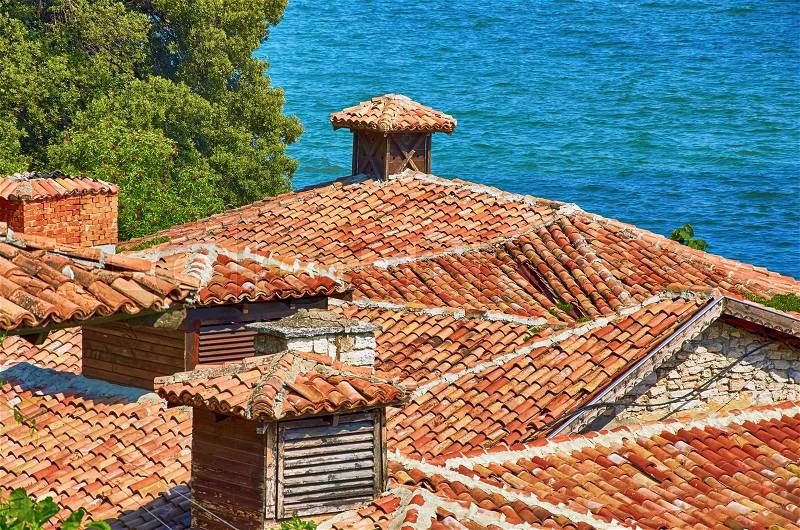 An Old Roofs from Terracotta Tiles, stock photo