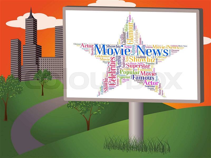 Movie News Represents Hollywood Movies And Cinemas, stock photo