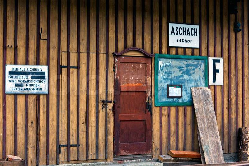 An old, abandoned train station auÃƒ?er operating in Austria, stock photo